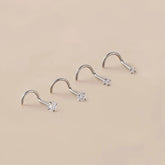 Titanium Corkscrew Nose Stud • Clear Gem Nose Ring • Corkscrew Nose Ring • Simple Nose Piercing